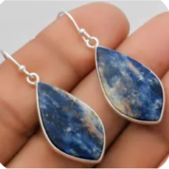 Jewelry - Sodalite gemstone sterling silver earrings